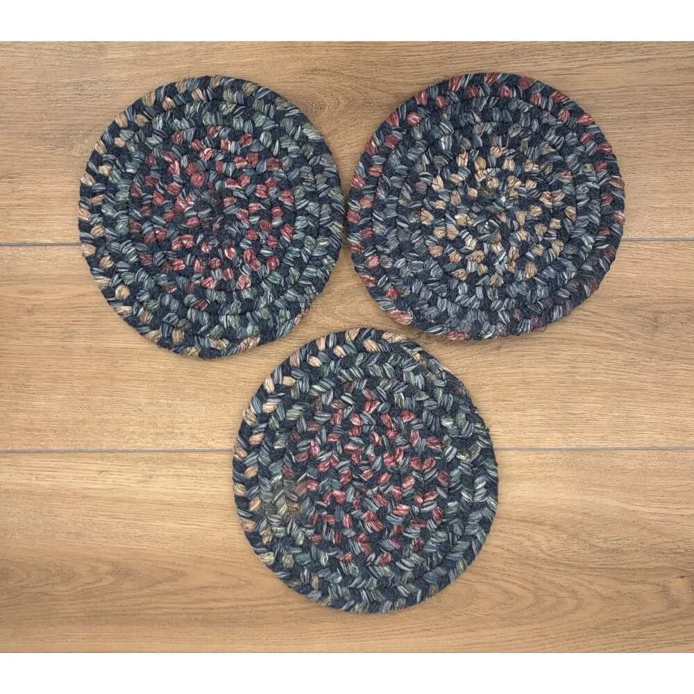 Set of 3 Vintage Country Primitive Braided Trivets / Hot Pads 🌾